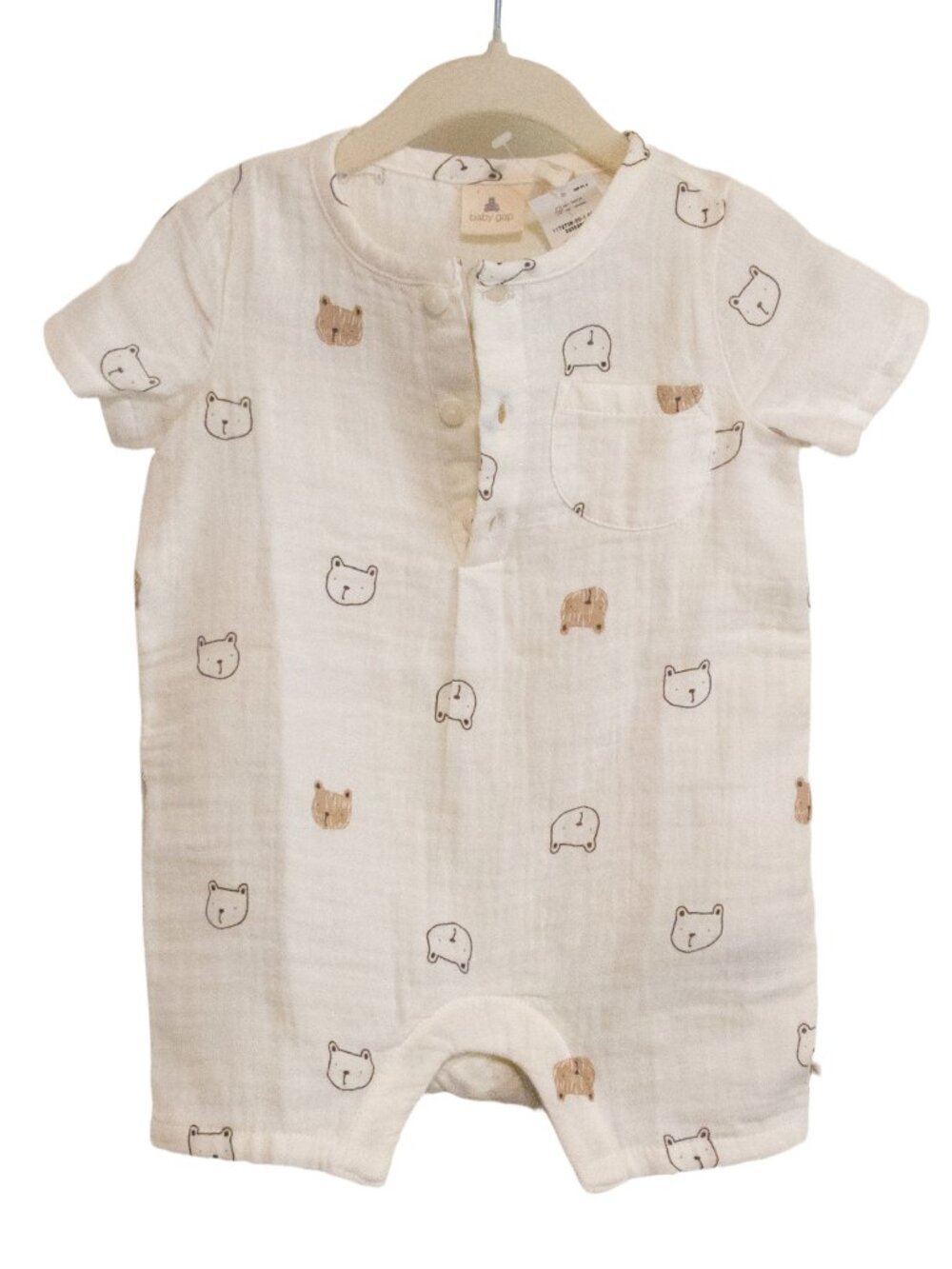 Baby Gap Baby Brannan Bear Romper 3-6 Months Unisex Snap Bottom 100% Cotton NWT